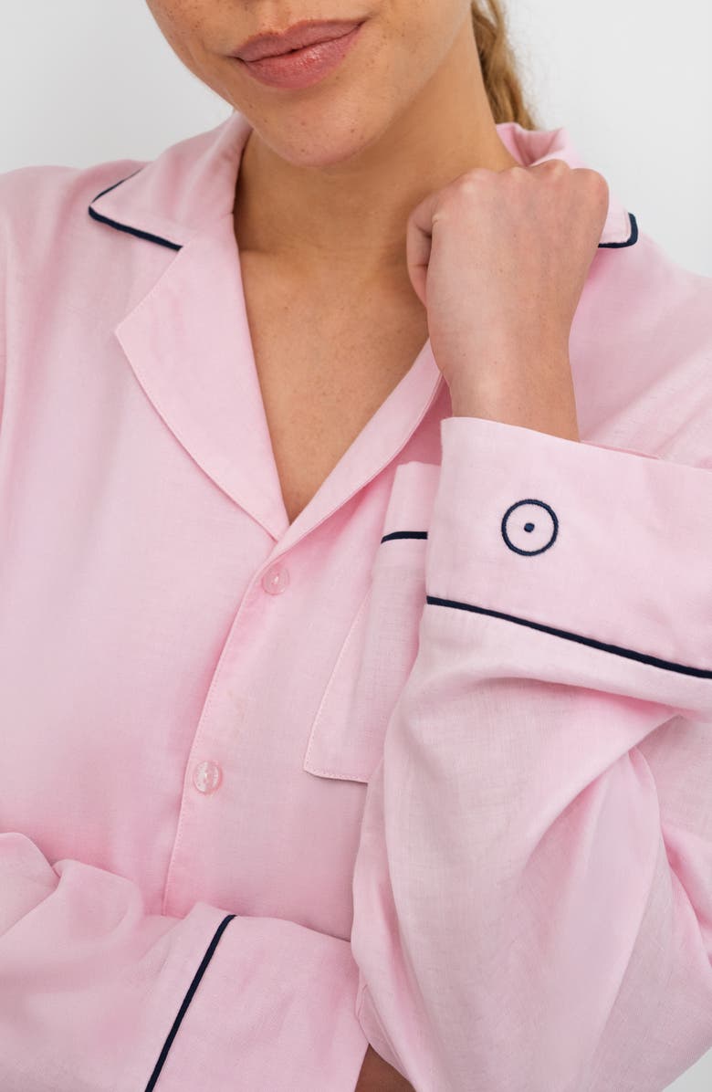 Sunday Citizen Gender Inclusive Piped Cotton Blend Pajamas, Alternate, color, Pink