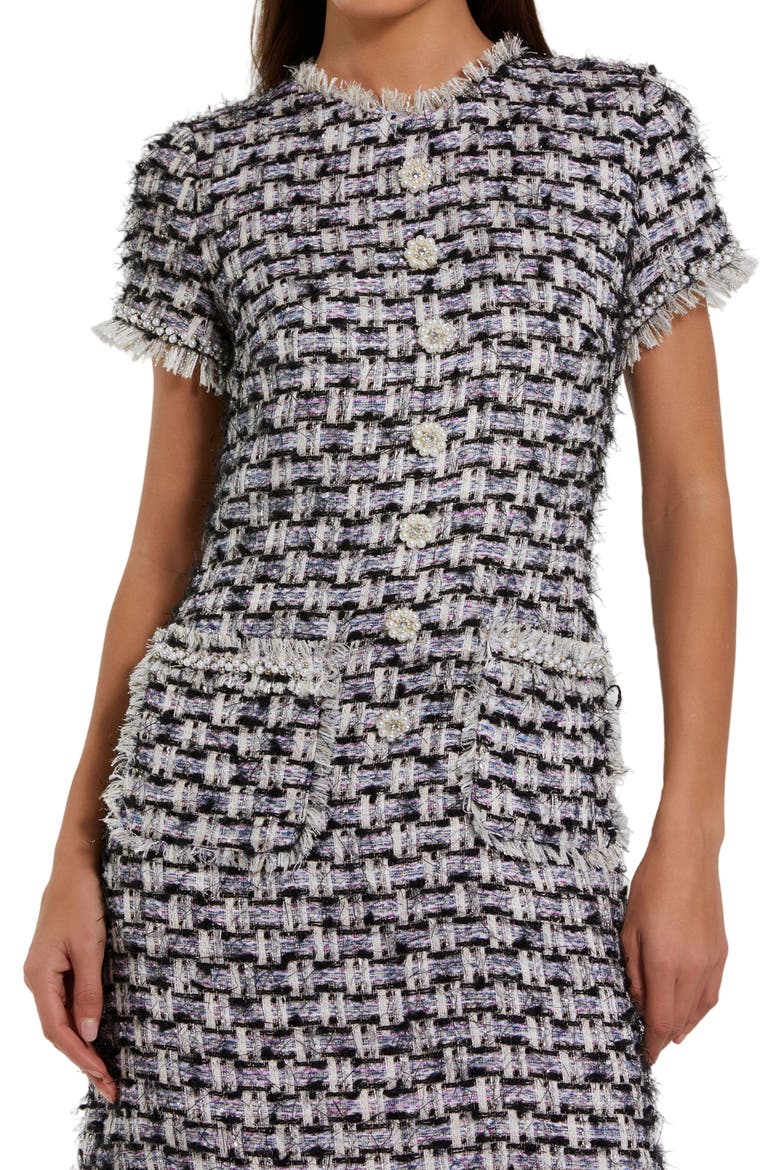 Women's Cap Sleeve Floral Button Detail Shift Dress, Alternate, color, Black Multi
