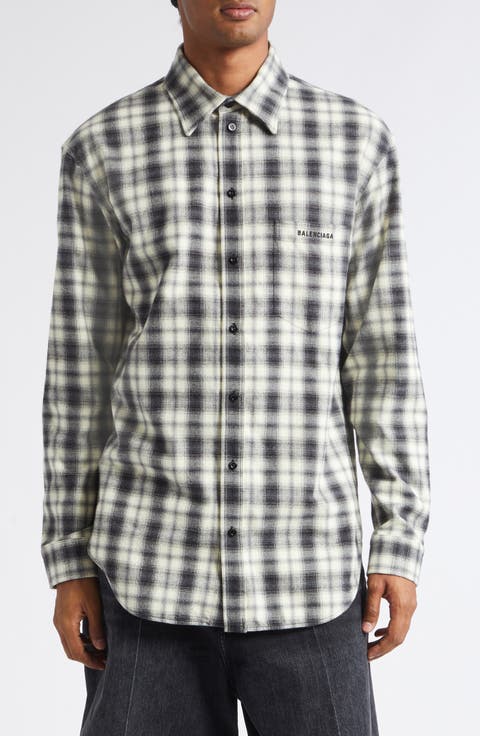 Regular Fit Check Cotton Flannel Button-Up Shirt