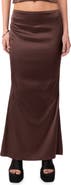 EDIKTED Ruched Satin Maxi Skirt