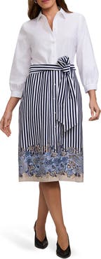 Foxcroft Esther Tie Waist Midi Shirtdress