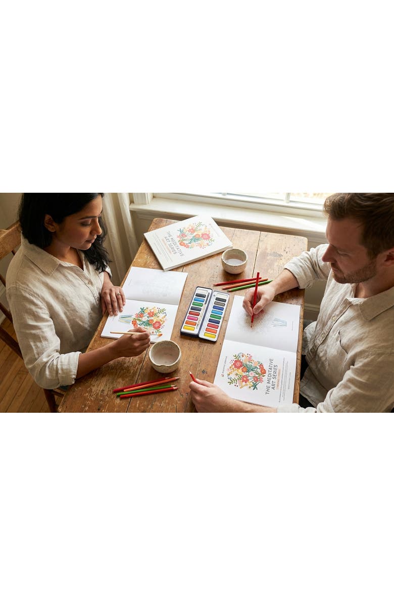 Breathe People Meditative Art Workbook + Watercolors, Alternate, color, White