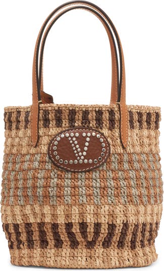 Valentino Garavani Small VLOGO Signature Crocheted Raffia