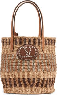 Valentino Garavani Small VLOGO Signature Crocheted Raffia Bucket Bag