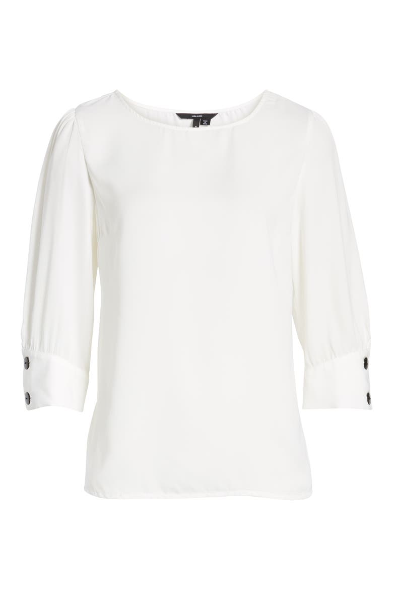 Button Detail Top, Alternate, color, SNOW WHITE