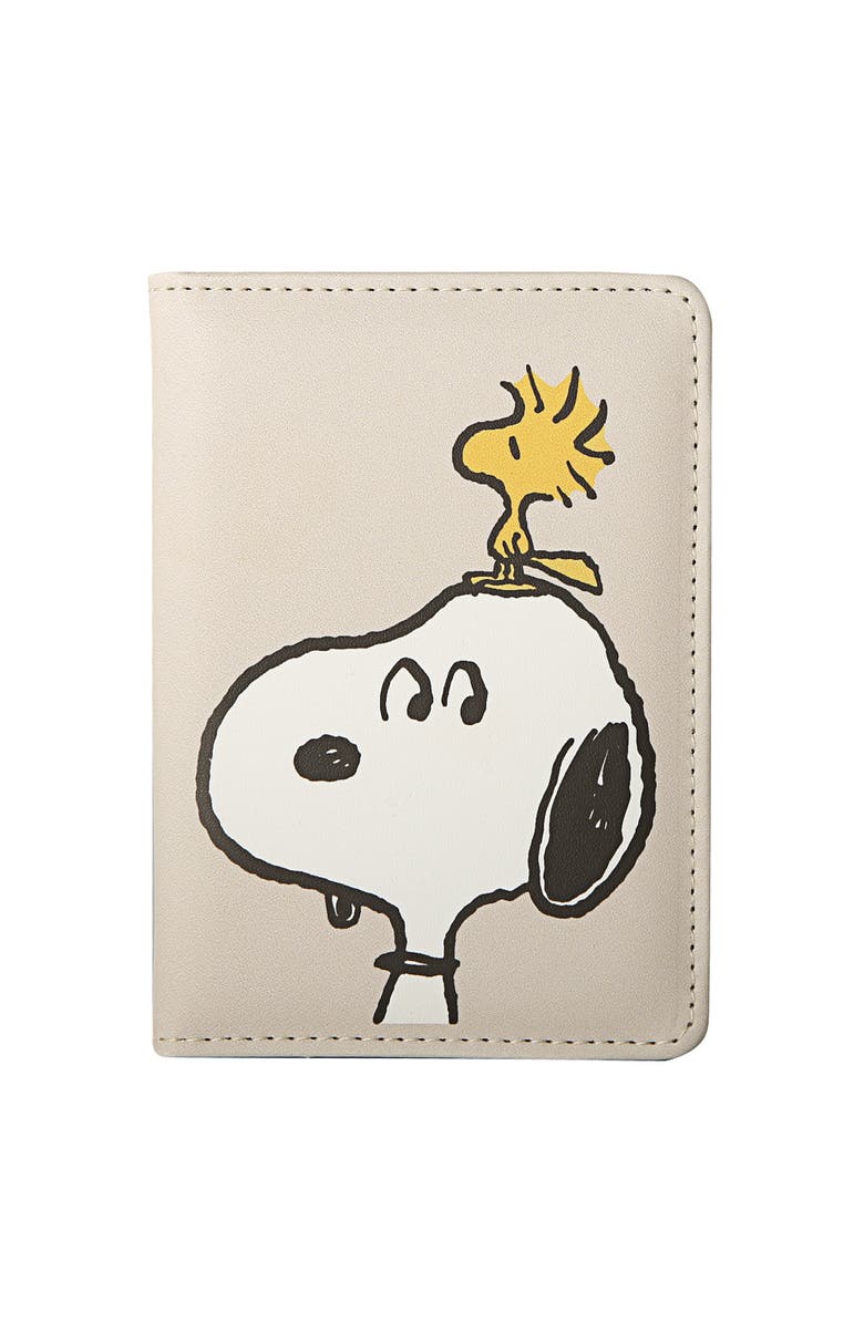 PEANUTS Snoopy Woodstock Passport Holder, Alternate, color, Beige