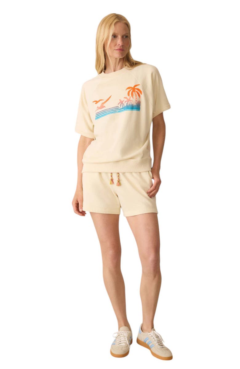 Faherty High Tide Short Sleeve Pima Cotton Terry Sweatshirt, Alternate, color, Seedpearl