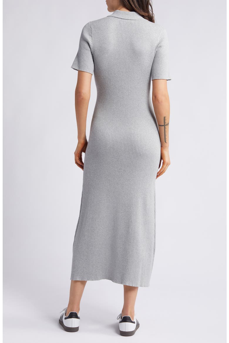 Polo Rib Cotton Blend Sweater Dress, Alternate, color, GREY HEATHER