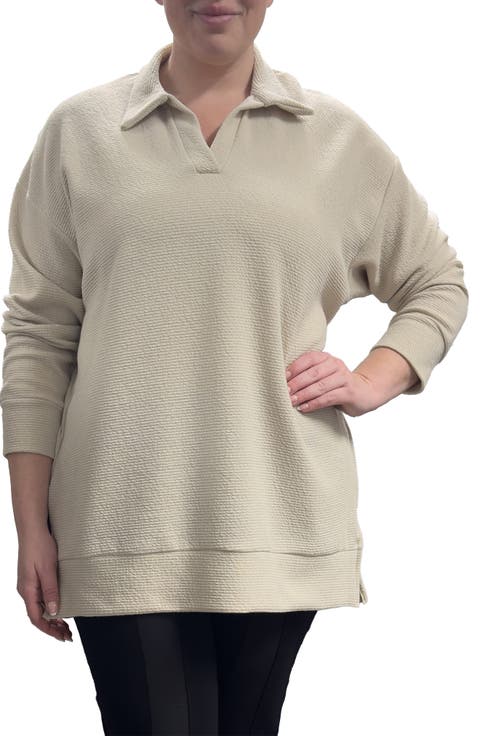 Johnny Collar Long Sleeve Top (Plus)