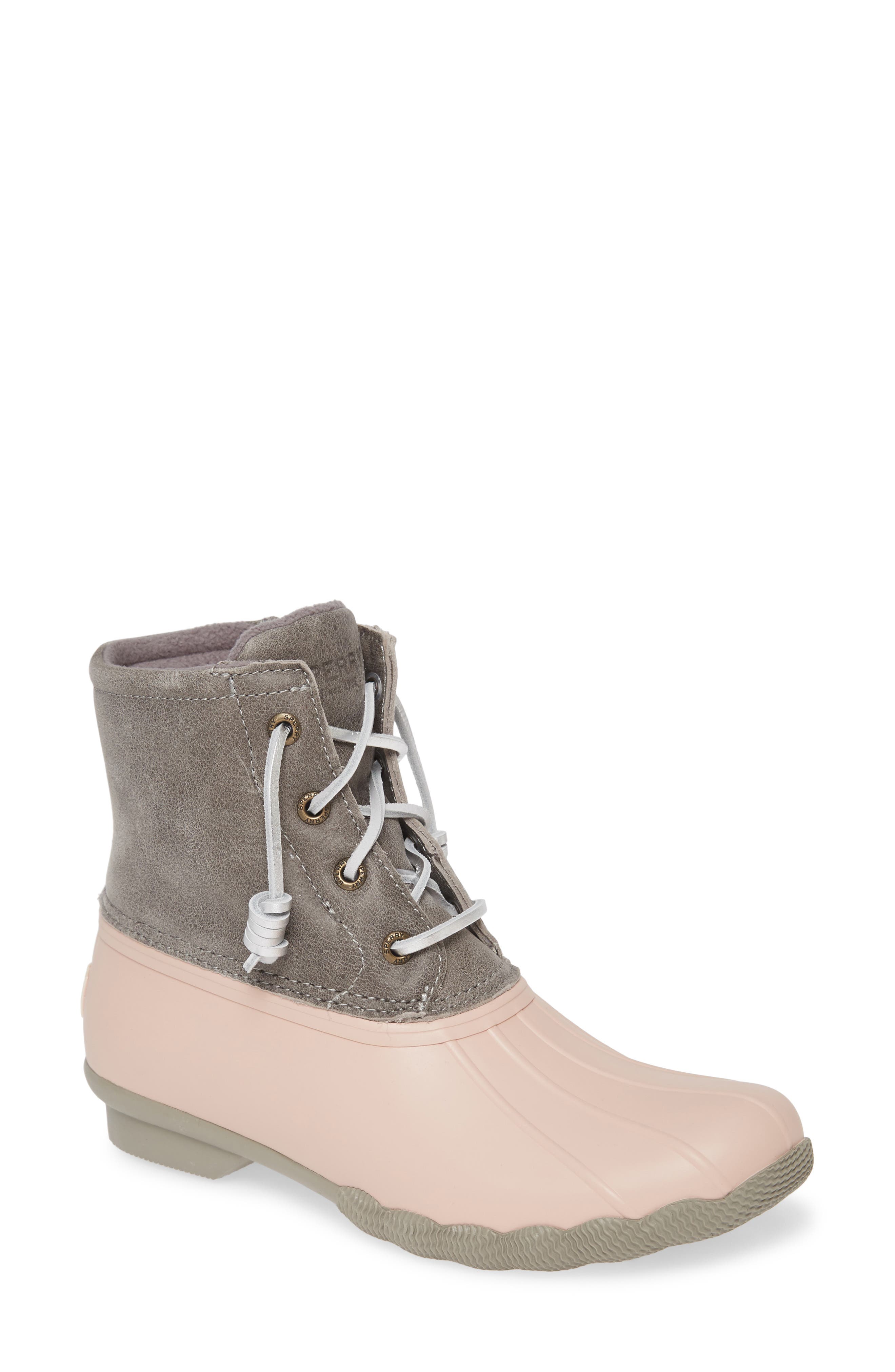 Saltwater Rain Boot, Main, color, GREY/ ROSE LEATHER