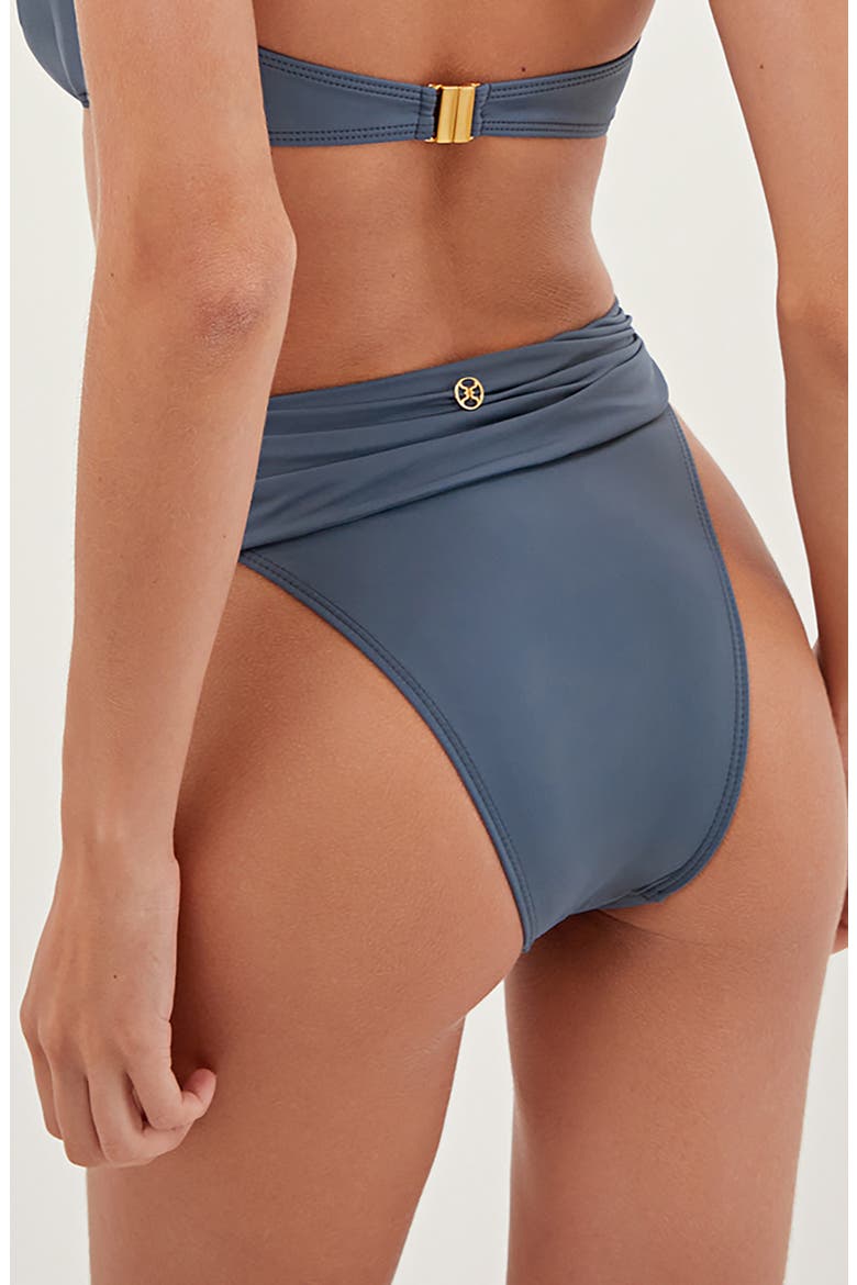 Holly Twisted Foldover Waist Bikini Bottoms, Alternate, color, BLUE