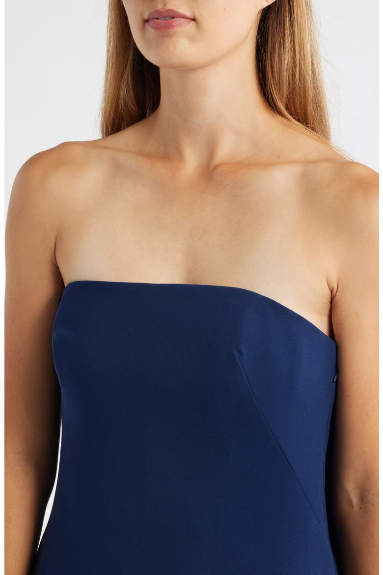Strapless Crepe Gown, Alternate, color, NAVY/ BLACK