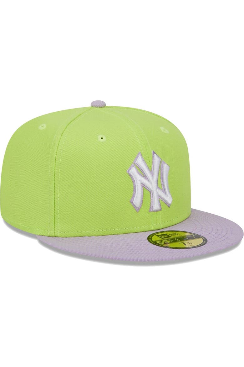 Men's New Era Neon Green/Lavender New York Yankees Spring Color Two-Tone 59FIFTY Fitted Hat, Alternate, color, Neon Green