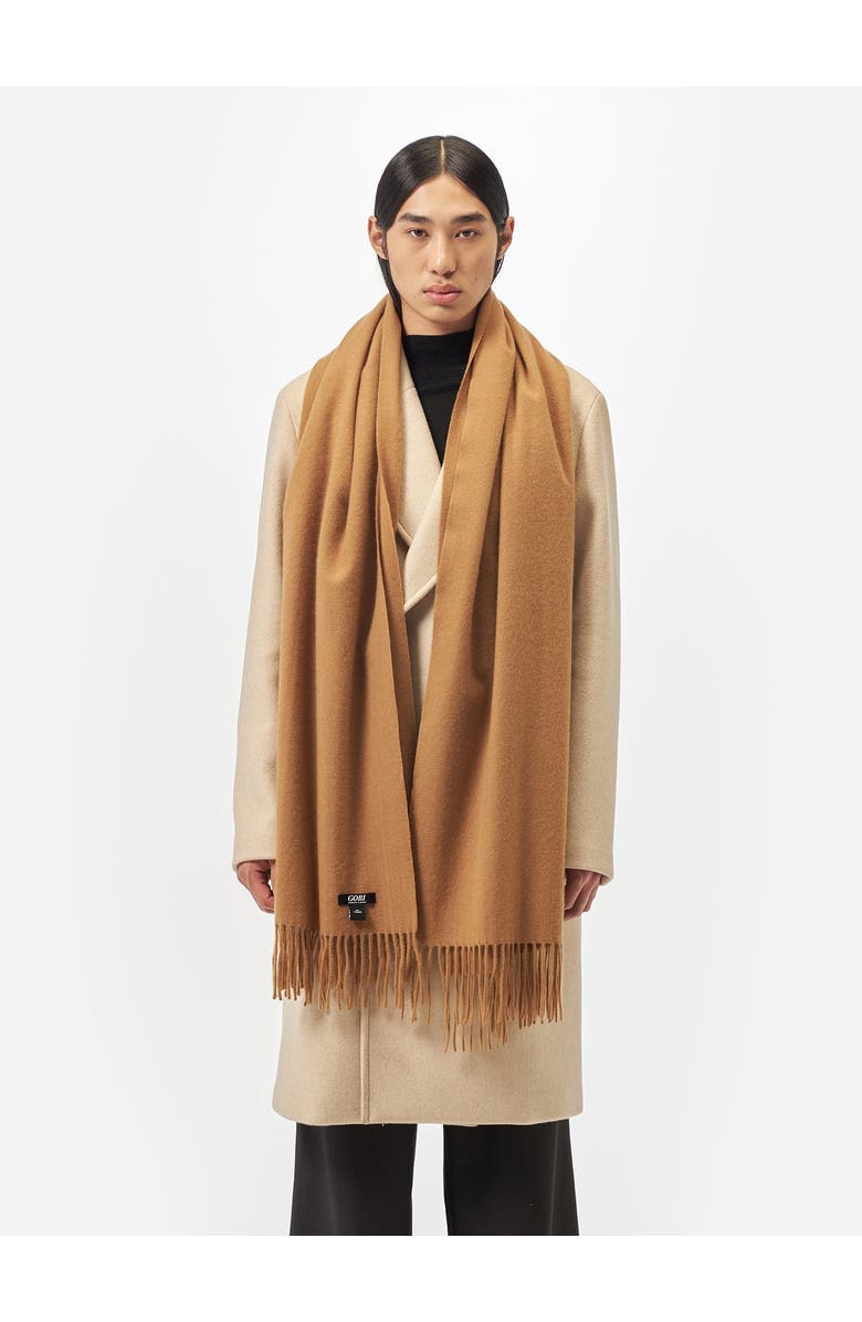 Gobi Cashmere Oversized Cashmere Woven Scarf, Alternate, color, Almond