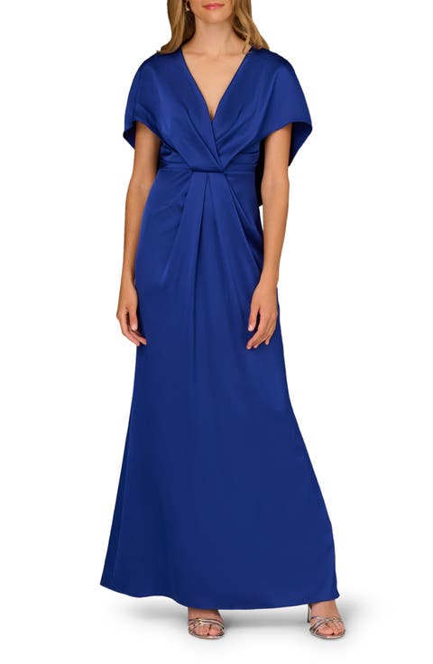 Bow Back Crepe & Satin Mermaid Gown