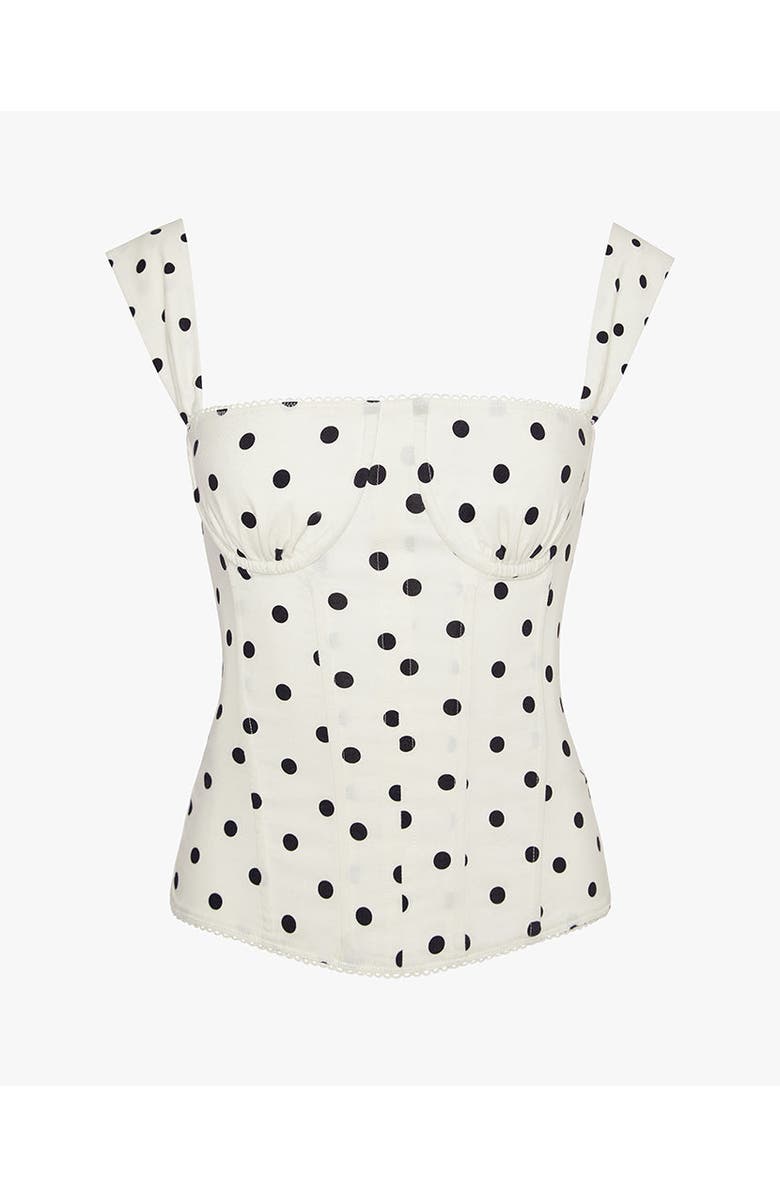 WeWoreWhat Ruched Cup Corset, Alternate, color, White/Black Multi