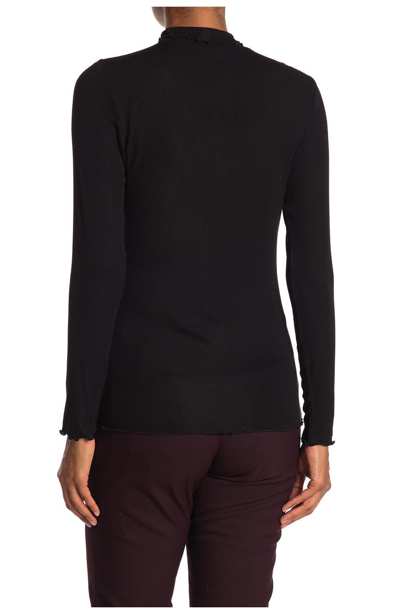 T Tahari Turtleneck Lettuce Edge Knit Top, Alternate, color,