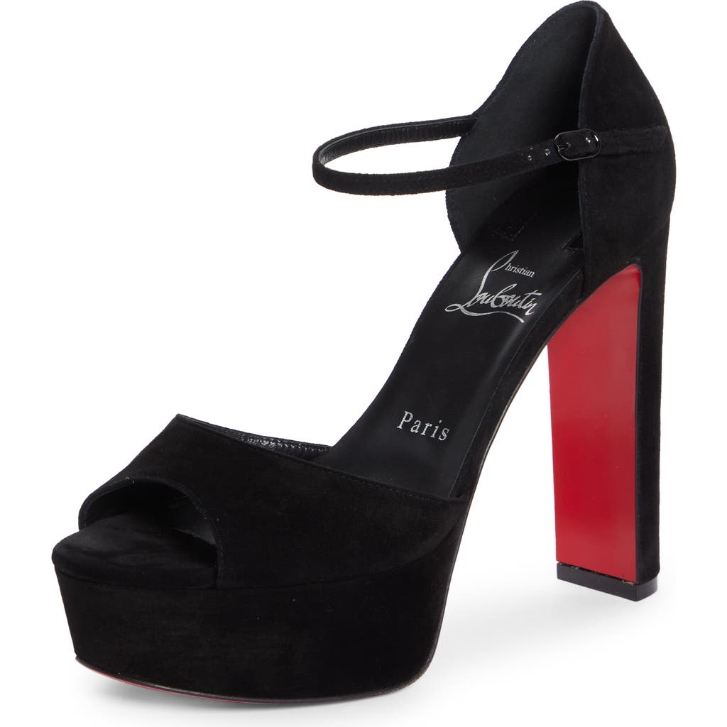 Christian Louboutin Sandaloo Peep-Toe Sandal in Black at Nordstrom, Size 41