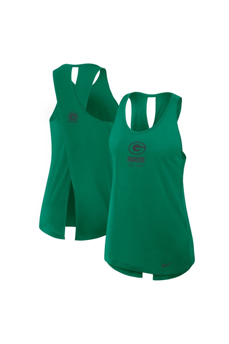 Women's Nike Green Green Bay Packers Glory Crisscross Performance Tank Top, Alternate, color, Green