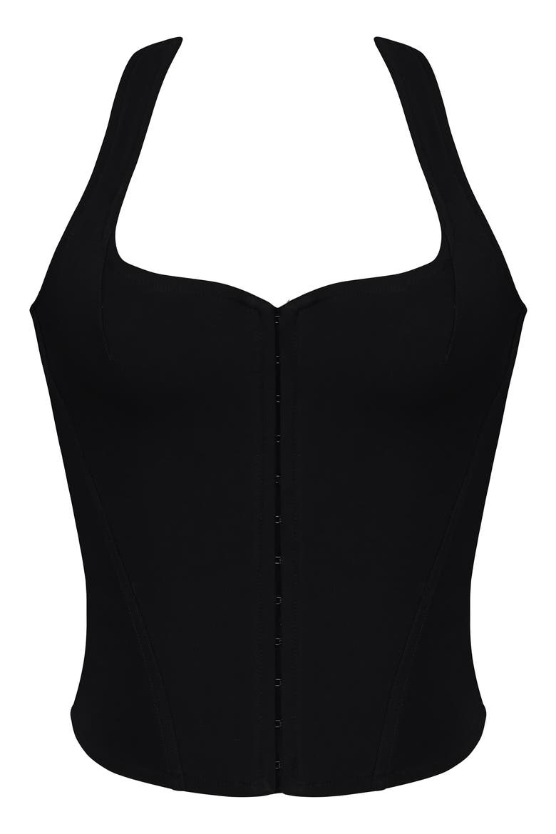 The Halter Corset Top, Alternate, color, BLACK