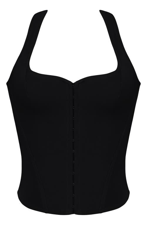 House Of Cb The Halter Corset Top In Black