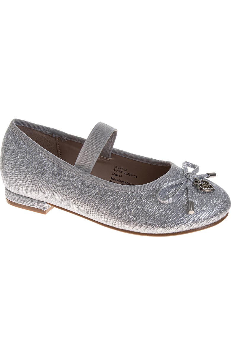 BADGLEY MISCHKA Dress Shoes for Girls Elegant Glitter Finish Classic Formal, Main, color, Silver