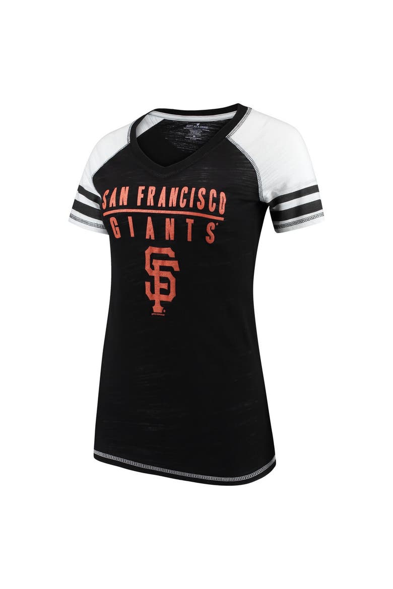 Women's Soft as a Grape Black San Francisco Giants Color Block V-Neck T-Shirt, Main, color, Black