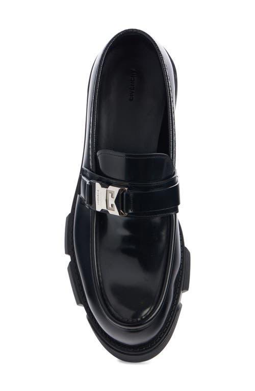 Givenchy Polished Black Bull Leather Loafers With Chunky Sole In Black