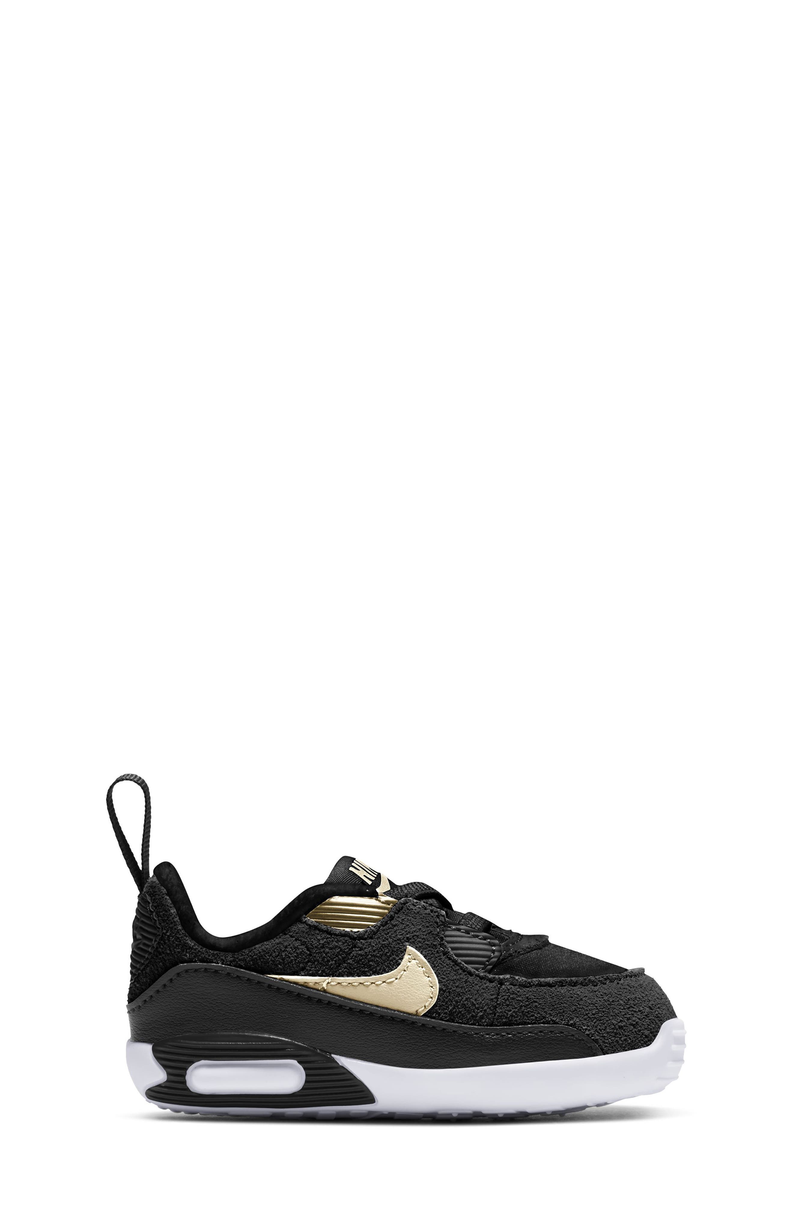 Air Max 90 Crib Sneaker, Main, color, BLACK/ GOLD/ BLACK