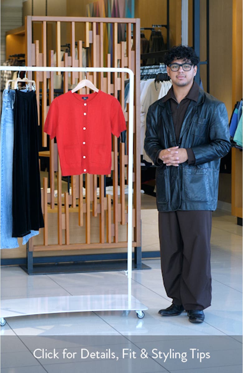 Aisley Short Sleeve Cotton & Cashmere Cardigan, sales video thumbnail