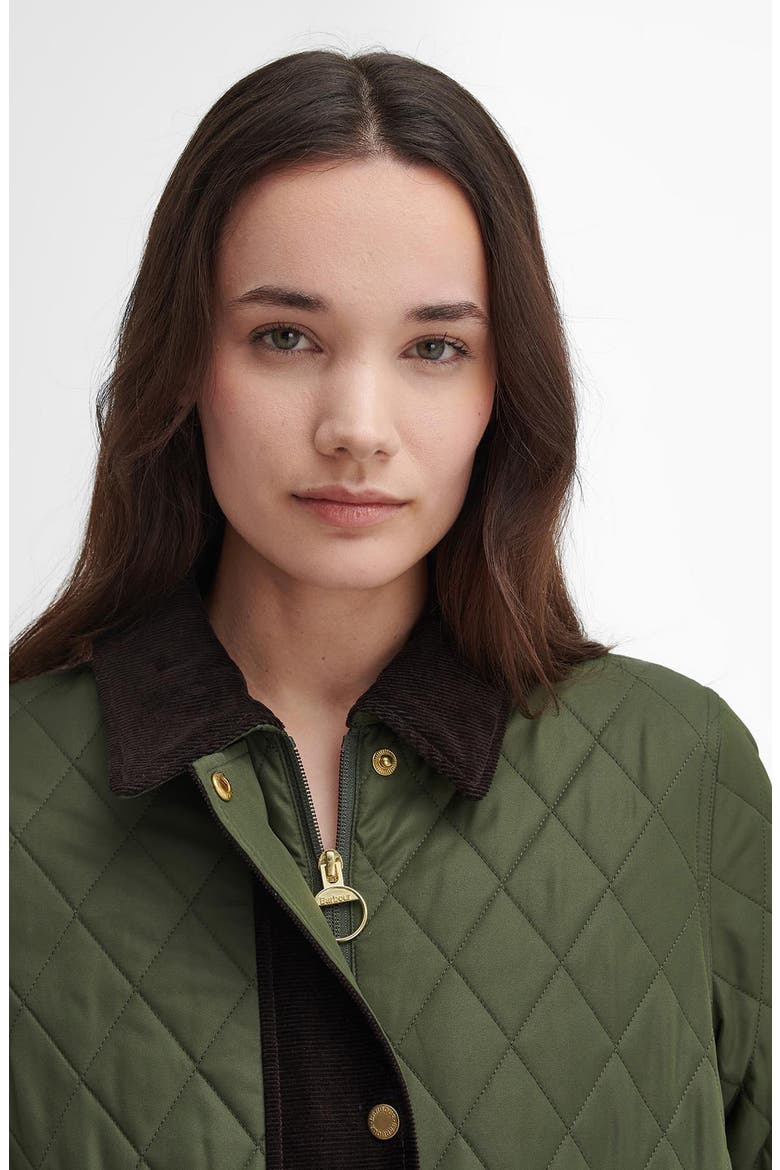 Tulip Corduroy Trim Quilted Coat, Alternate, color, OLIVE