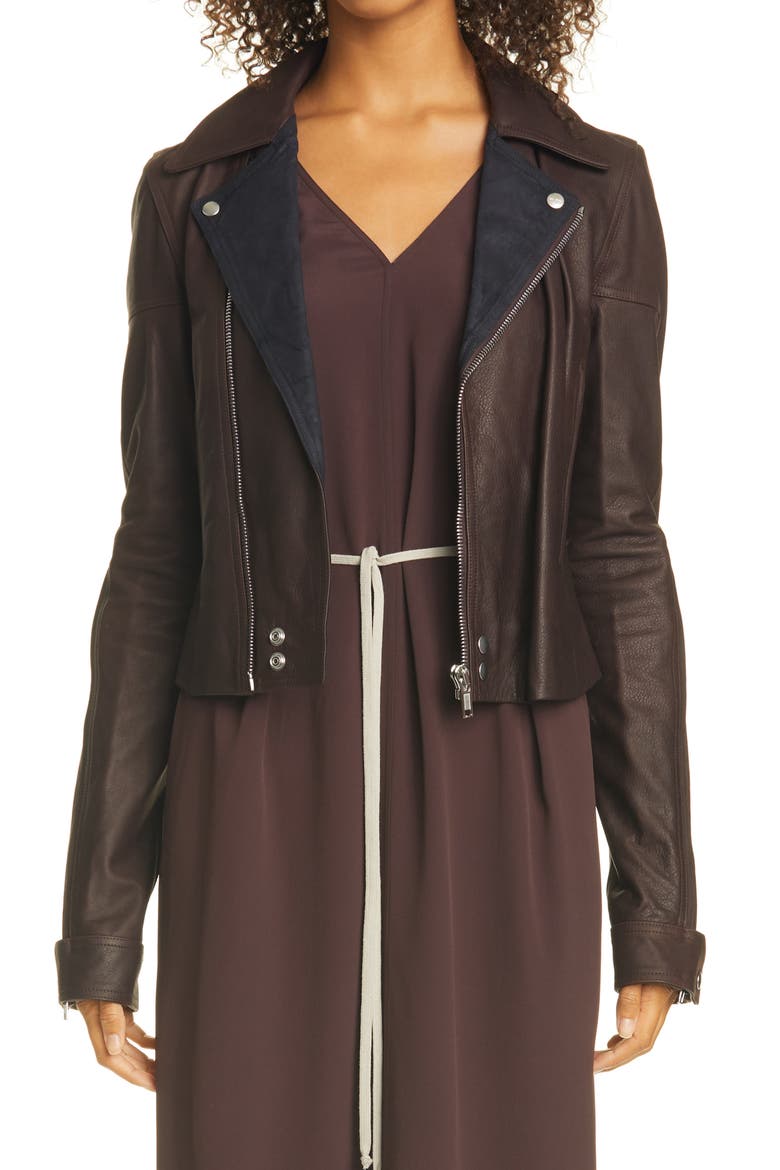 Dracubiker Leather Moto Jacket, Main, color, BURGUNDY LAPIS