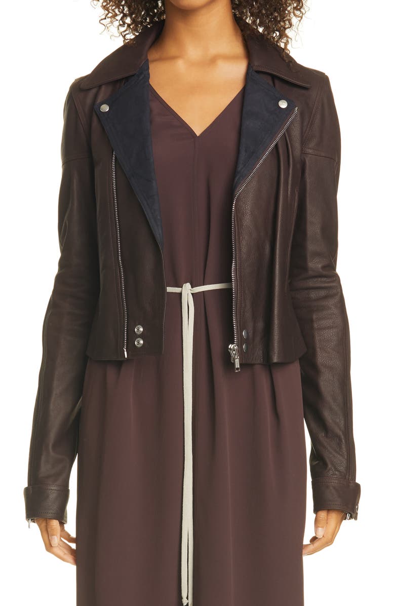 Rick Owens Dracubiker Leather Moto Jacket, Main, color,