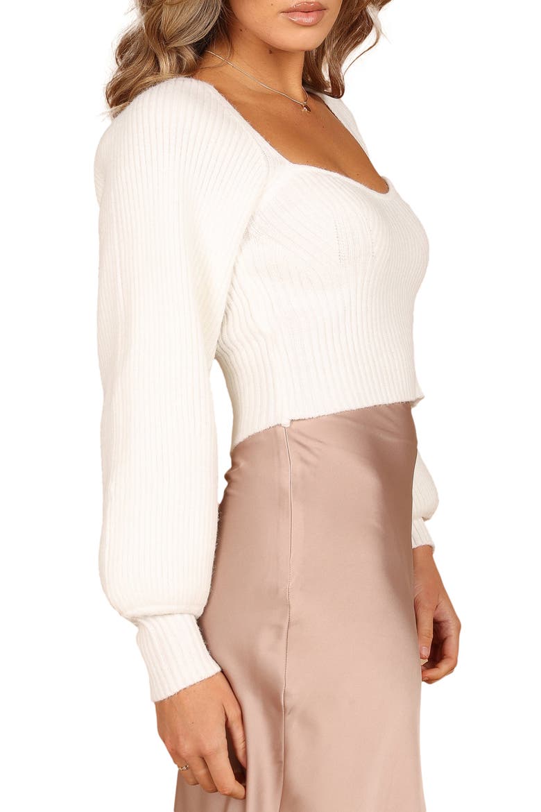 Gia Sweetheart Neck Rib Sweater, Alternate, color, WHITE