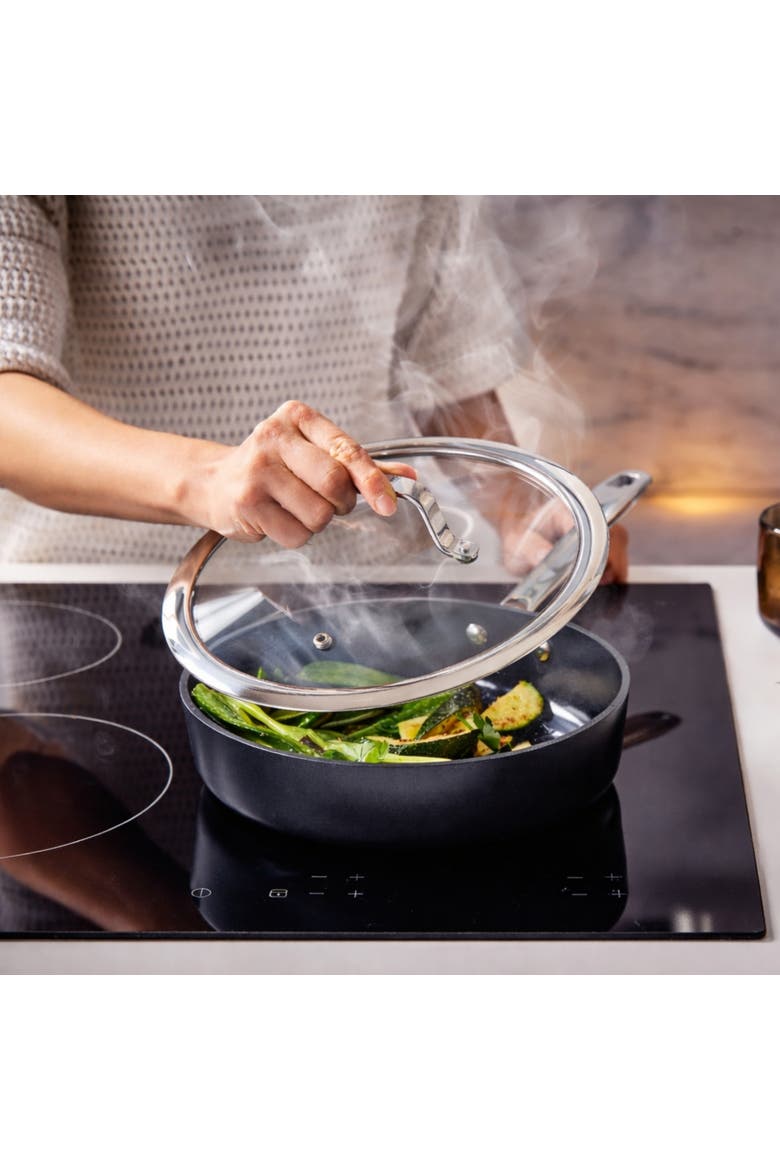 Maestro 4.5-qt Ceramic Coated Nonstick Stock Pot & 4-qt Ceramic Nonstick Saute Pan with Lid, Alternate, color, Black