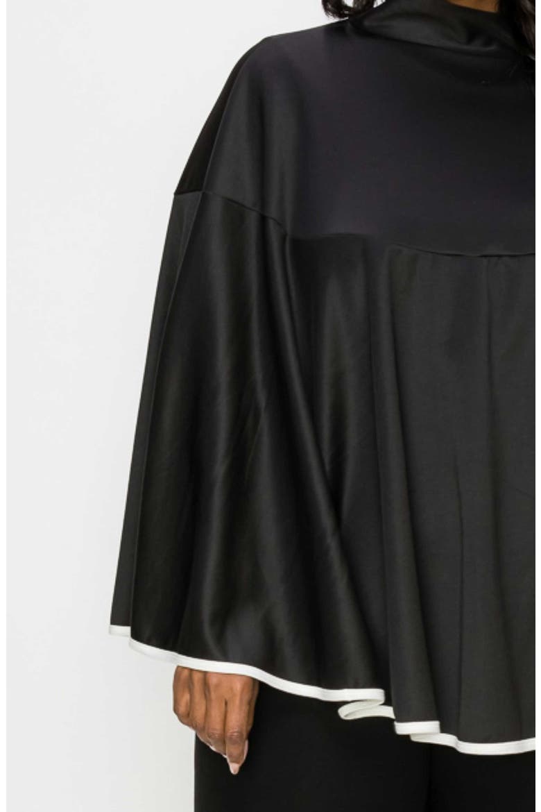 Kadra Ribbon Detail Cape, Alternate, color, BLACK
