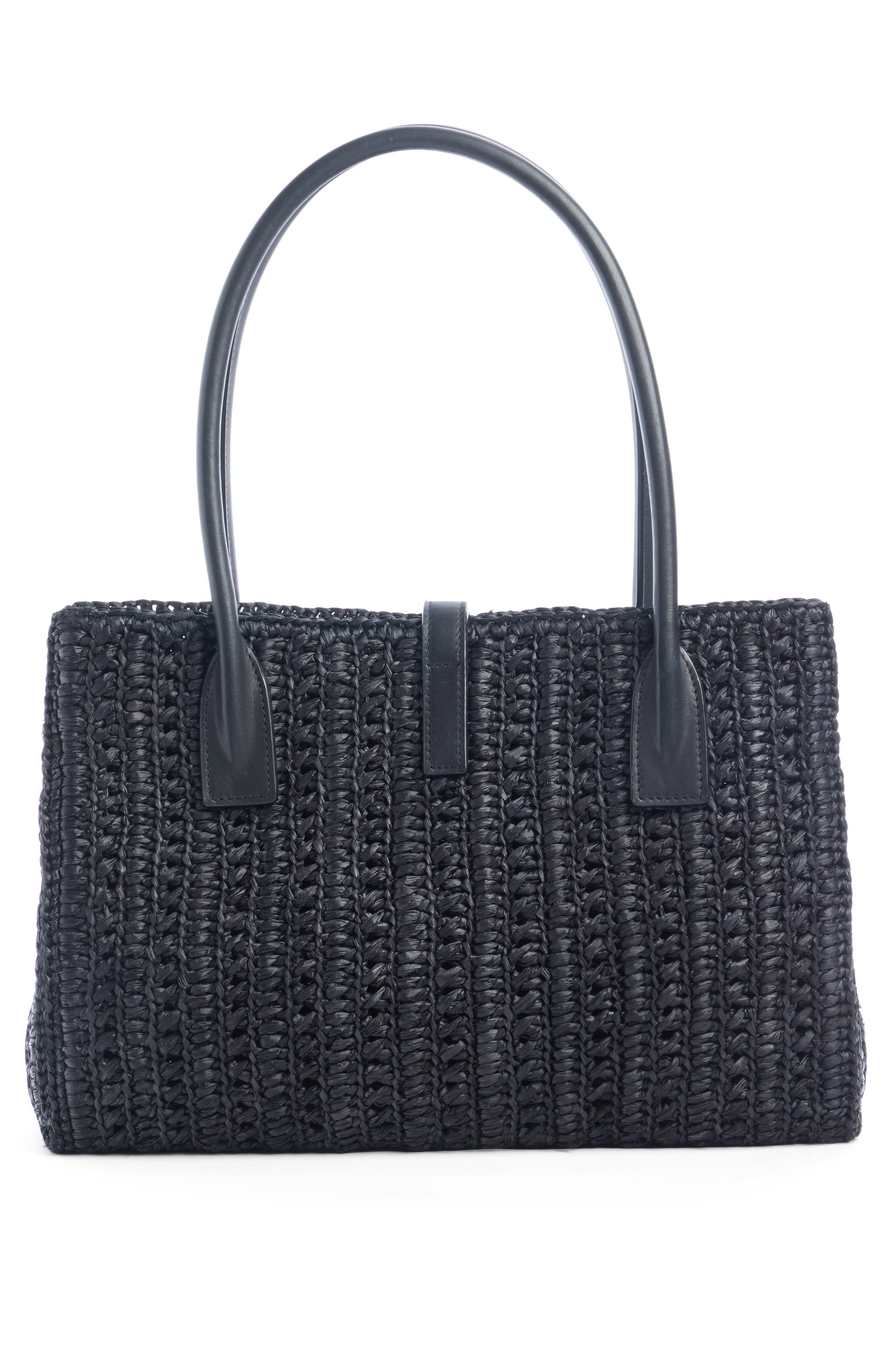 Saint Laurent Panier Raffia Tote, Alternate, color, 
