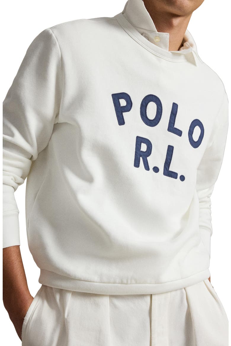 Logo Appliqué Fleece Crewneck Sweatshirt, Alternate, color, WHITE