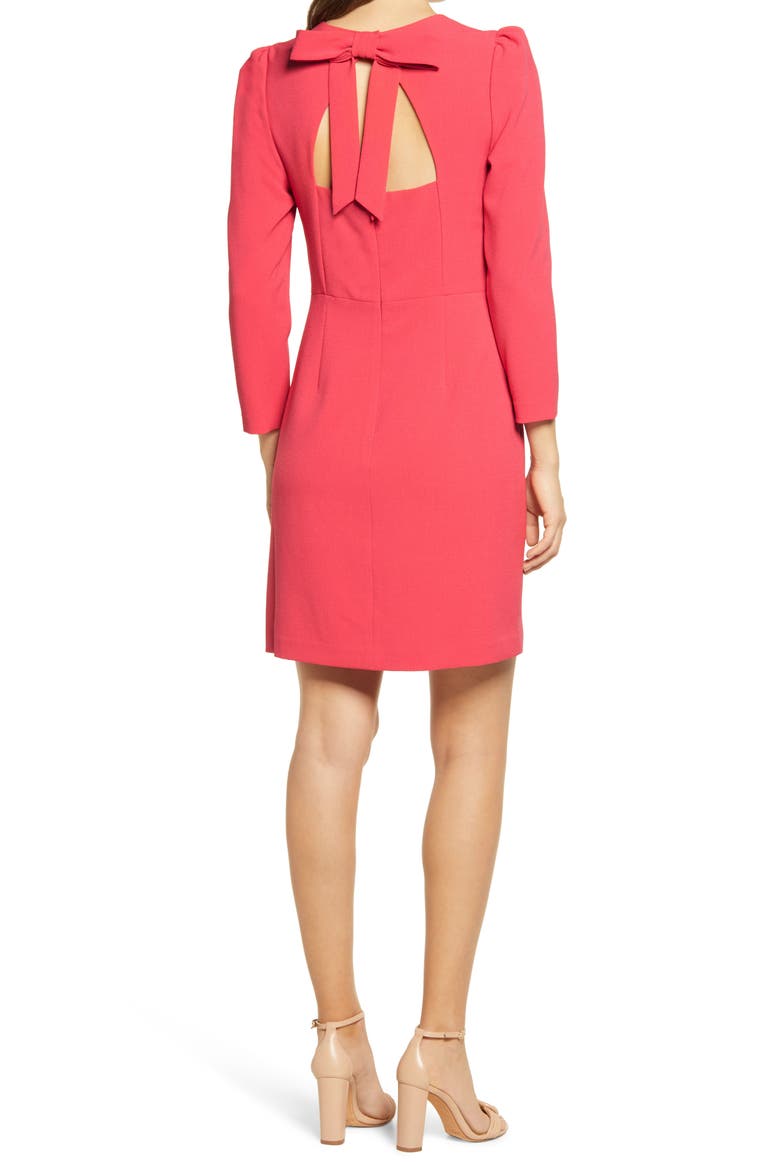 Long Sleeeve Bow Back Party Dress, Alternate, color, FUCHSIA