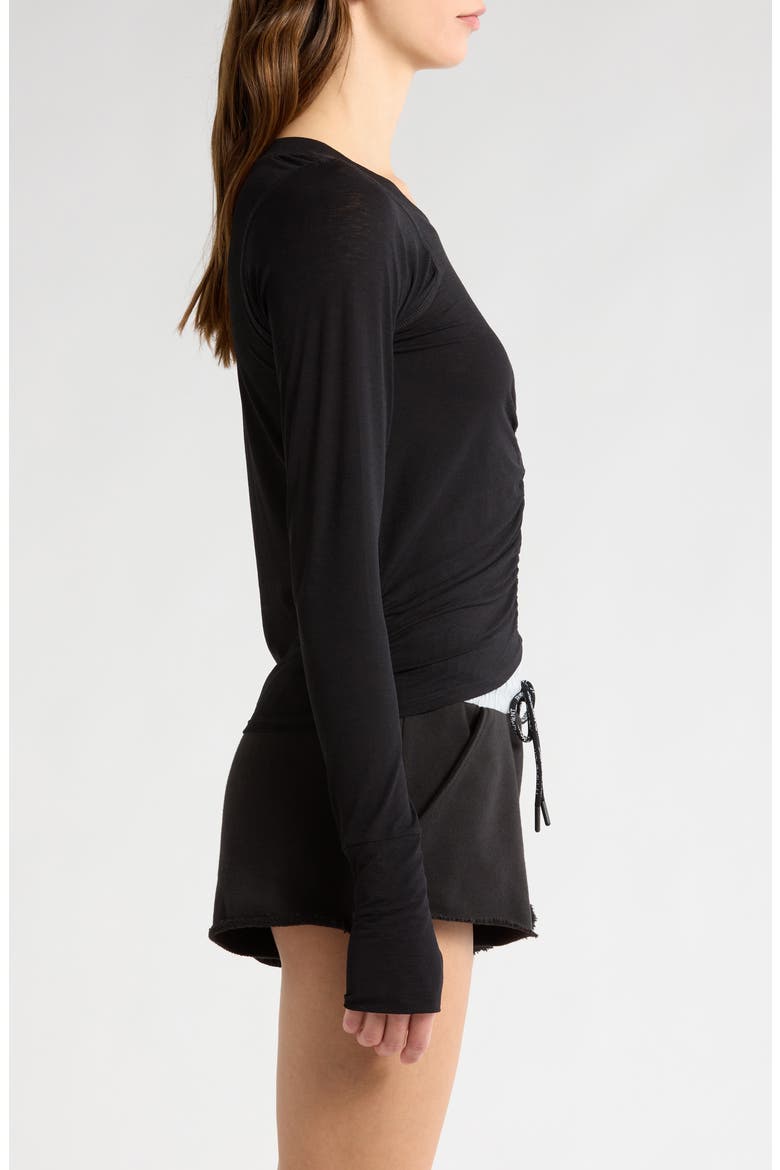 FP Movement Tempo Ruched Long Sleeve T-Shirt, Alternate, color, BLACK