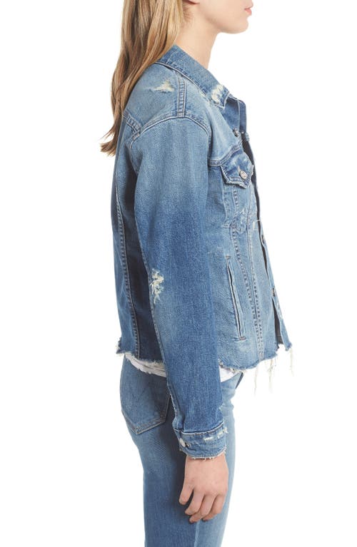 Mother The Cut Denim Jacket In Blue
