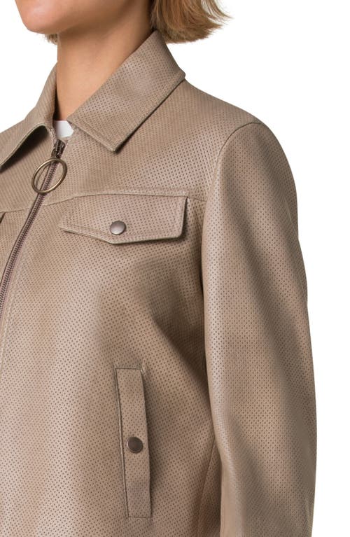 Akris Punto Pin Dot Lambskin Leather Jacket In Beige
