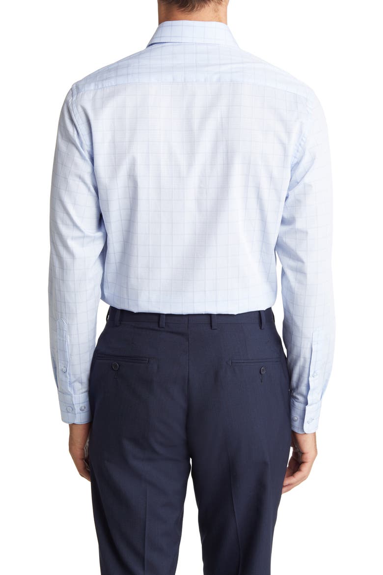 Trim Fit Fancy Check Cotton Dress Shirt, Alternate, color, NAVY