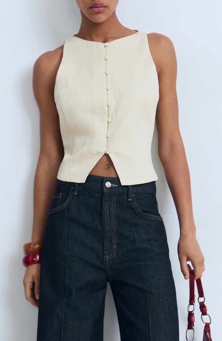 MANGO Bow Back Waistcoat, Main, color, Beige