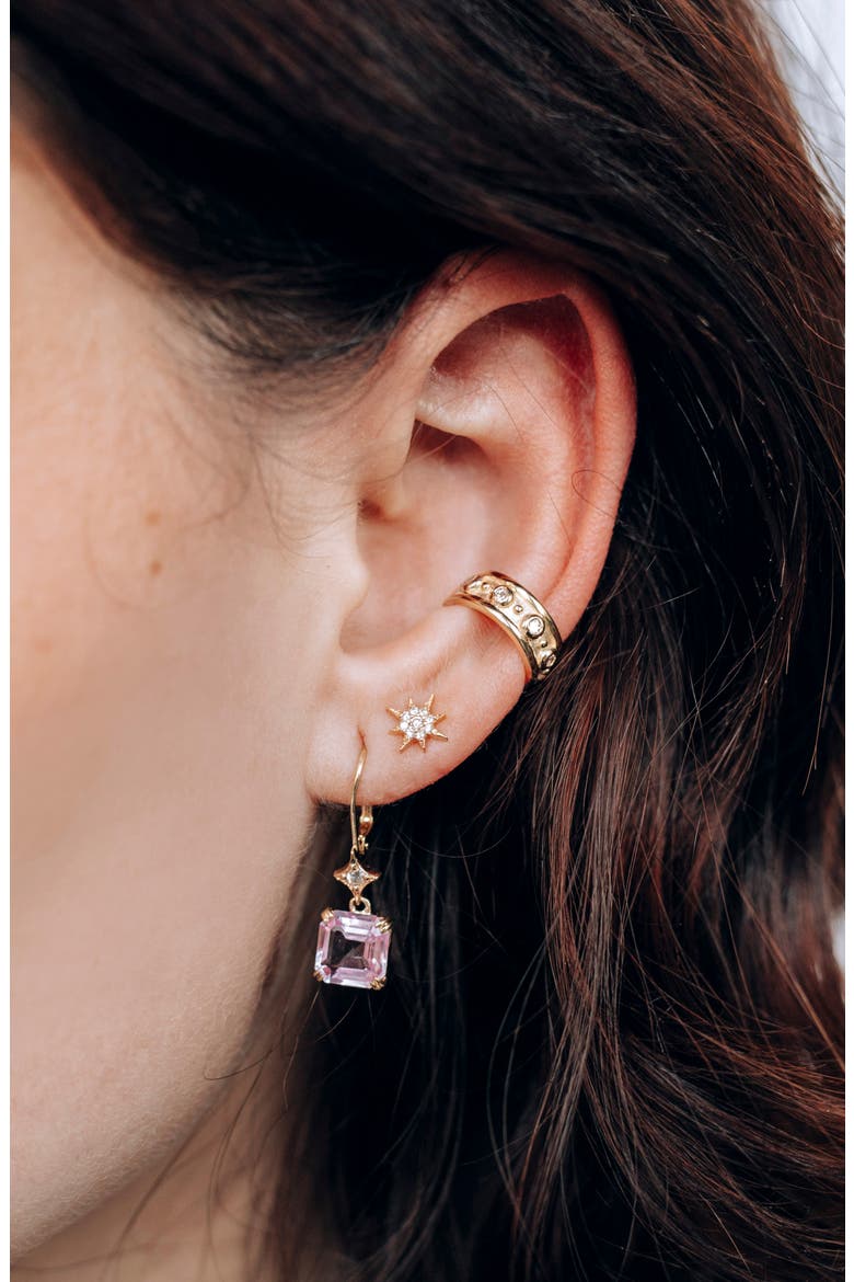 Aztec North Star 14K Gold & Diamond Single Stud Earring, Alternate, color, YELLOW GOLD