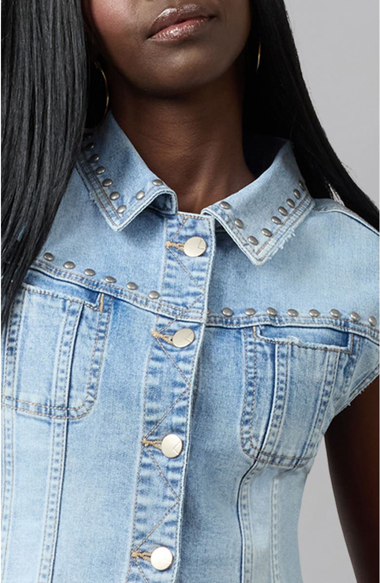Lola Denim Gabbie Cropped Denim Vest, Alternate, color, Studden Whimsy Blue