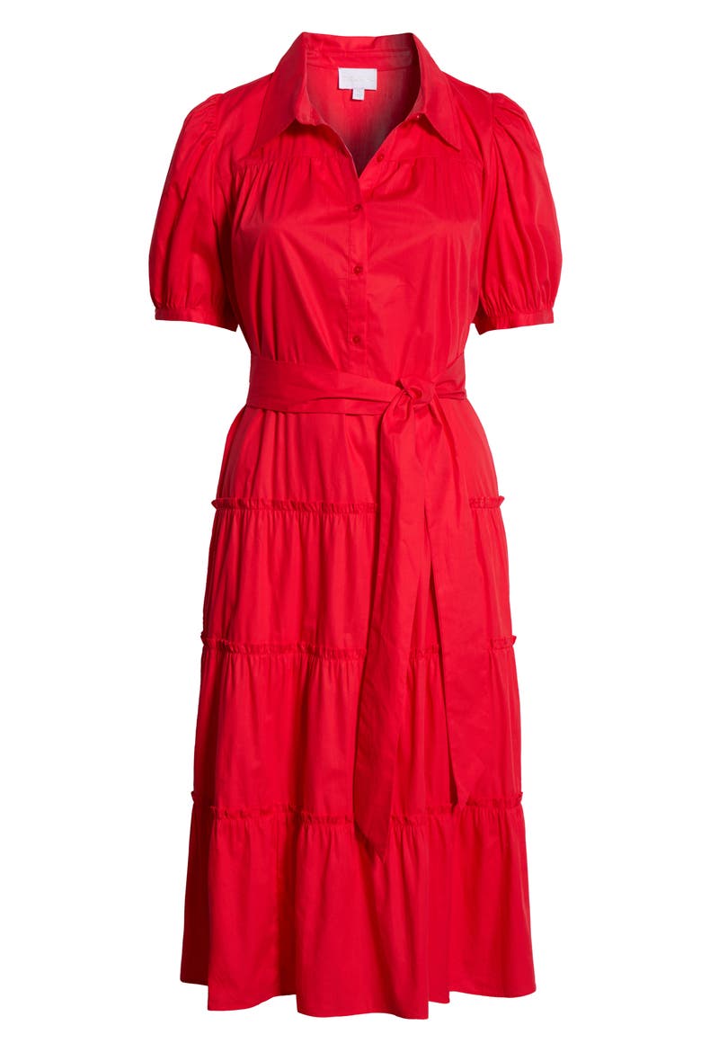 Blate Short Sleeve Shirtdress, Alternate, color, RED