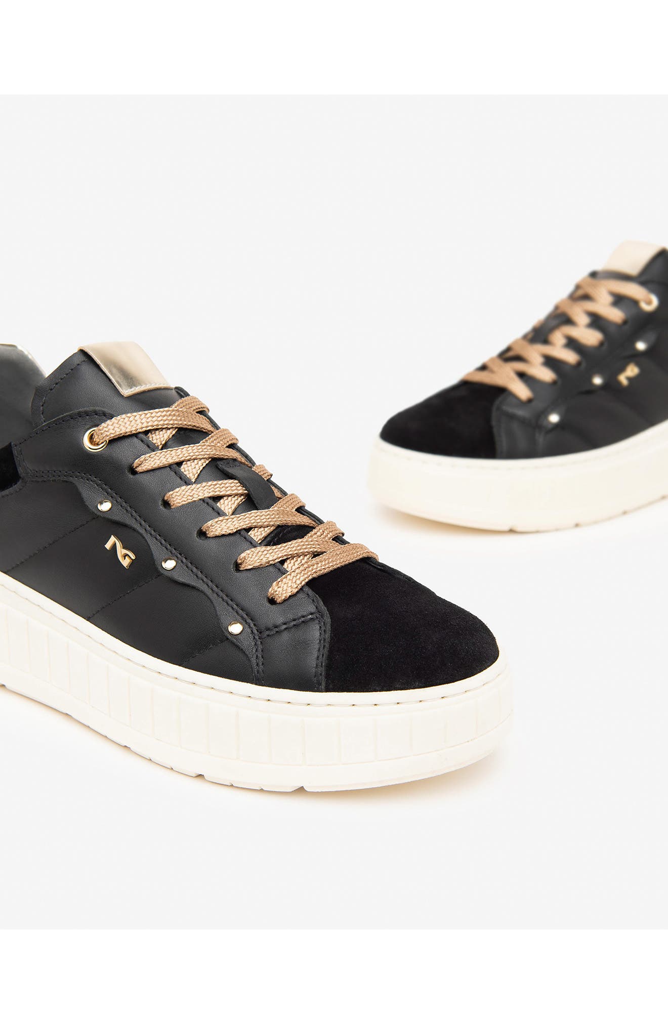 NeroGiardini Quilted Low Top Sneaker, Alternate, color, Black