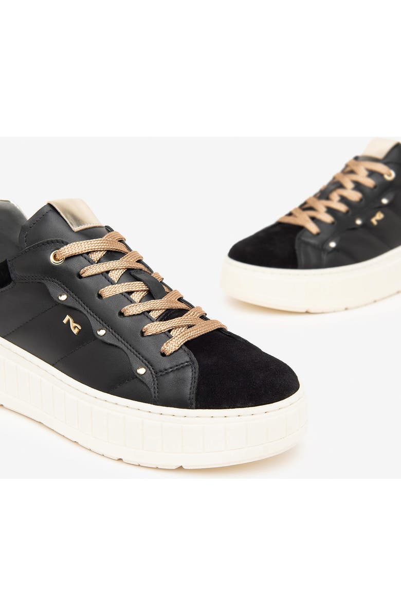 NeroGiardini Quilted Low Top Sneaker, Alternate, color, Black