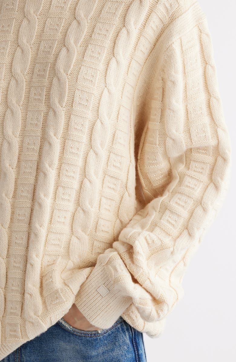 Acne Studios Kelviro Cable Stitch Crewneck Sweater, Alternate, color,